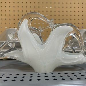 Murano Glass White and Clear Napkin Holder